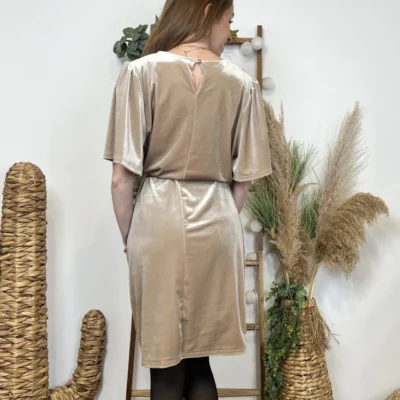 K685- Robe Panne de Velours (Tu) 🇮🇹 - beige - taille-unique