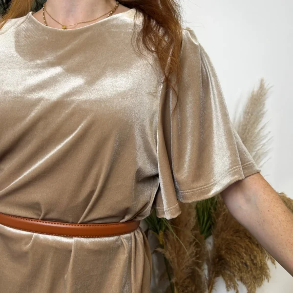 K685- Robe Panne de Velours (Tu) 🇮🇹 - beige - taille-unique