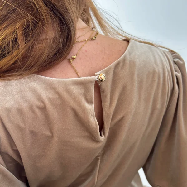K685- Robe Panne de Velours (Tu) 🇮🇹 - beige - taille-unique