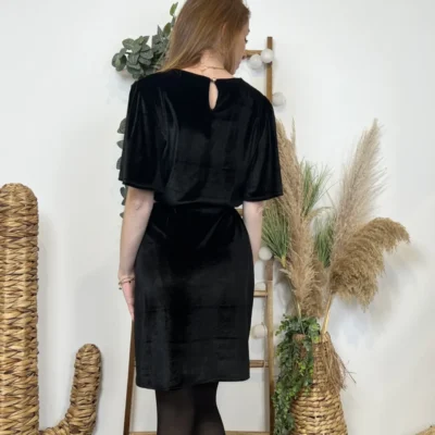 K685- Robe Panne de Velours (Tu) 🇮🇹 - noir - taille-unique