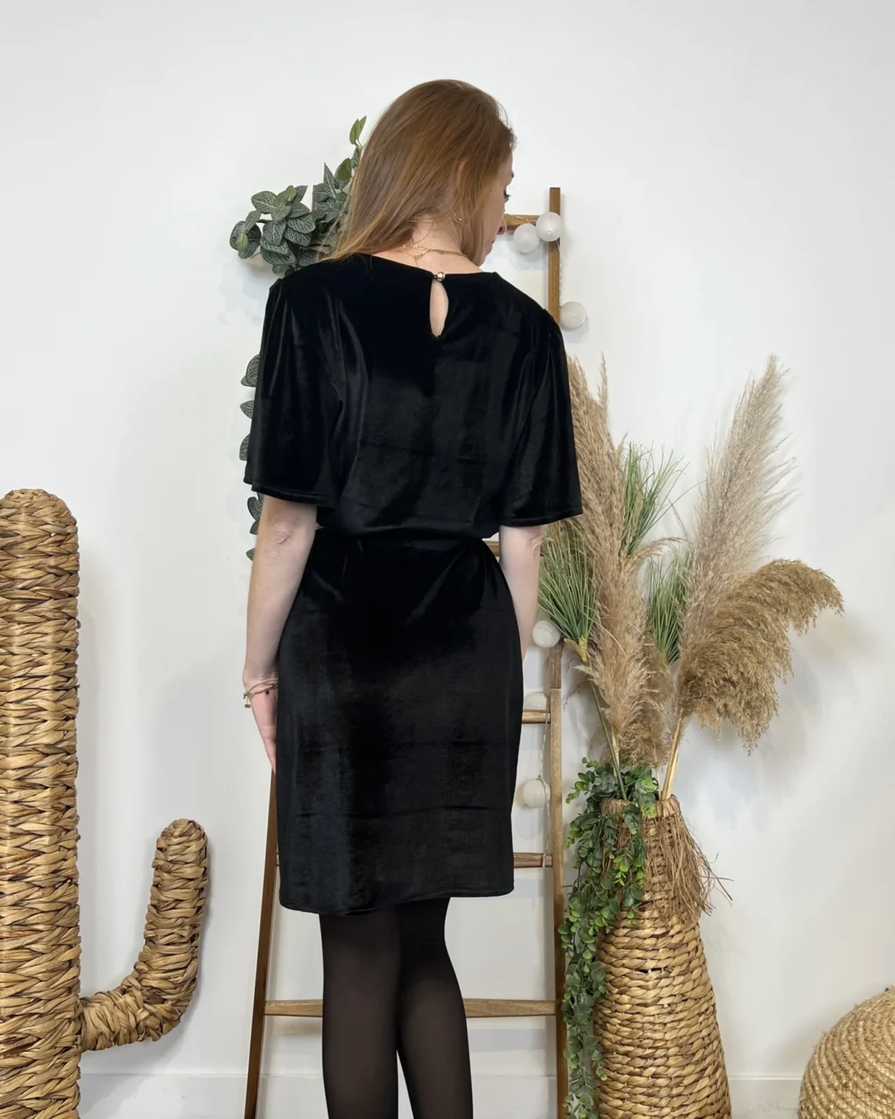 K685- Robe Panne de Velours (Tu) 🇮🇹 - noir - taille-unique
