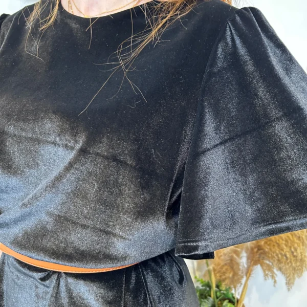 K685- Robe Panne de Velours (Tu) 🇮🇹 - noir - taille-unique