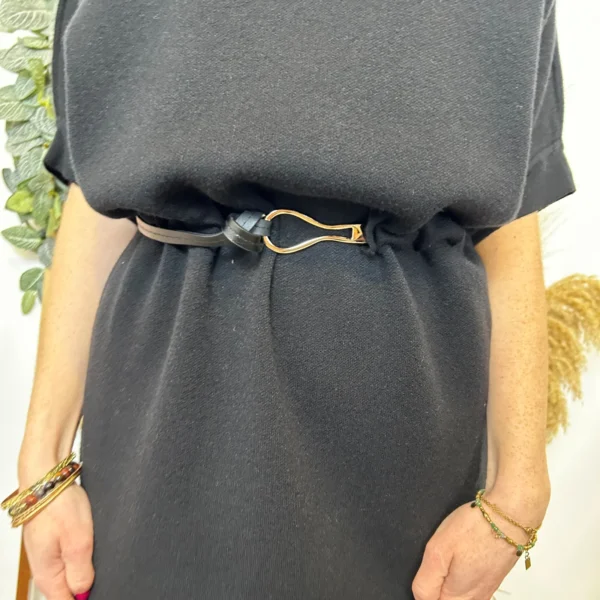 K706- Robe pull ceinturée (Tu) 🇮🇹 - noir - taille-unique