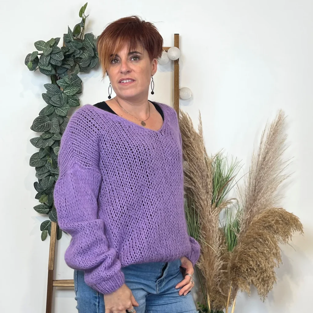 K781- Pull Grosse Maille (Tu) 🇮🇹 - violet - taille-unique