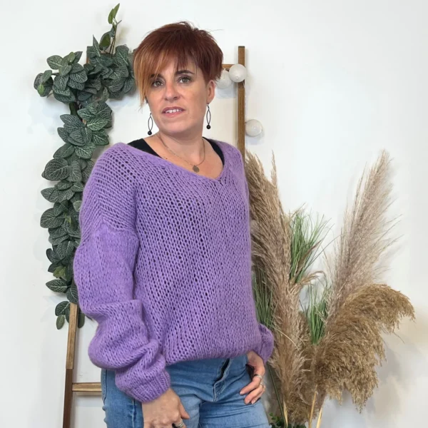K781- Pull Grosse Maille (Tu) 🇮🇹 - violet - taille-unique