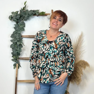 K760- Blouse Maëlle (T36-T40) - vert-emeraude - 38