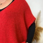Pull femme col V maille douce « Tendance » - rouge - taille-unique-grande-taille