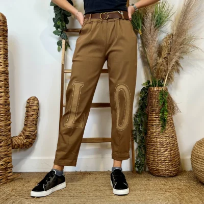 L799- Pantalon stretch L.O.(tu) 🇮🇹 - camel - taille-unique