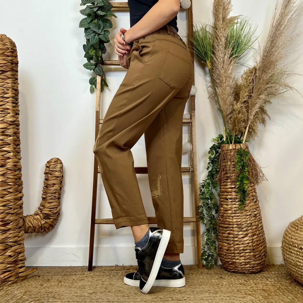 L799- Pantalon stretch L.O.(tu) 🇮🇹 - camel - taille-unique