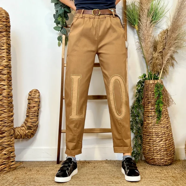 L799- Pantalon stretch L.O.(tu) 🇮🇹 - camel - taille-unique