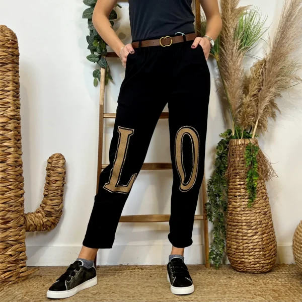 L799- Pantalon stretch L.O.(tu) 🇮🇹 - noir - taille-unique