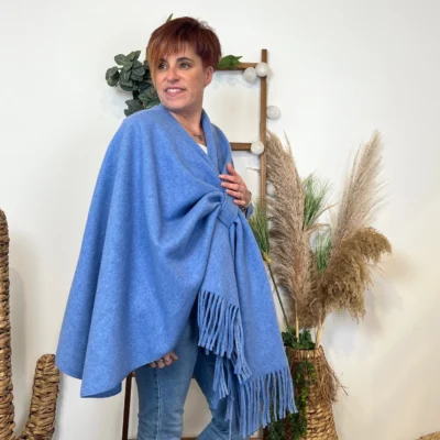K684- Poncho élégant (Tu) - bleu-jeans - taille-unique