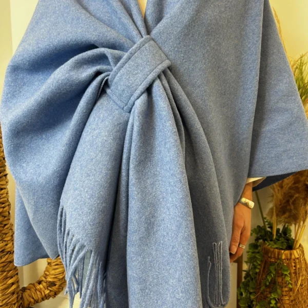K684- Poncho élégant (Tu) - bleu-jeans - taille-unique