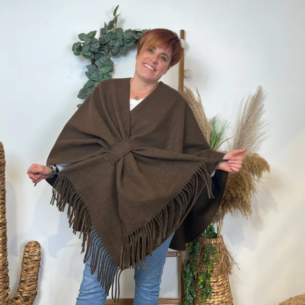 K684- Poncho élégant (Tu) - marron - taille-unique