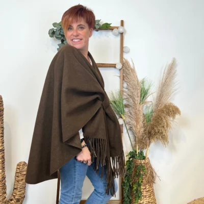 K684- Poncho élégant (Tu) - marron - taille-unique