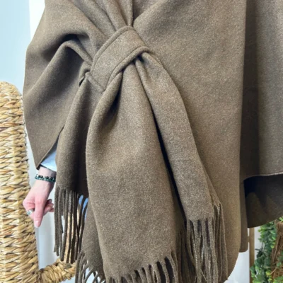 K684- Poncho élégant (Tu) - marron - taille-unique
