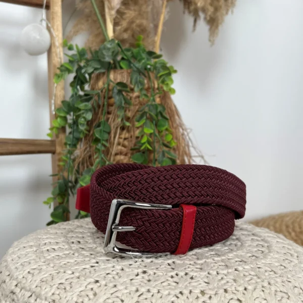 V697- Ceinture élastiquée - bordeaux - taille-unique