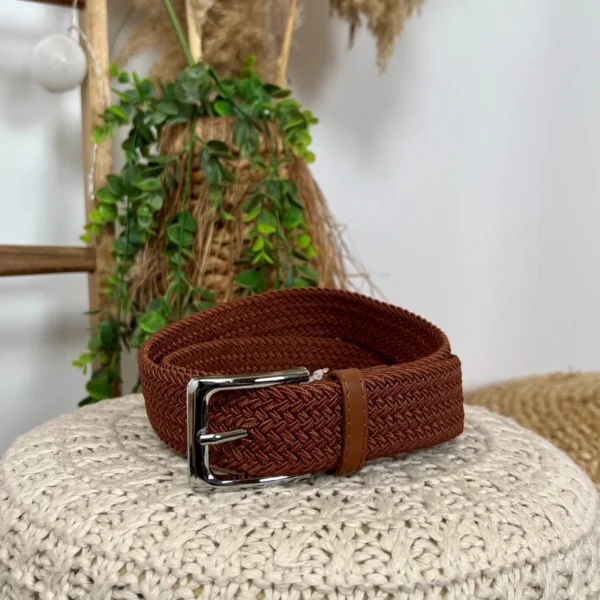 V697- Ceinture élastiquée - marron - taille-unique-grande-taille