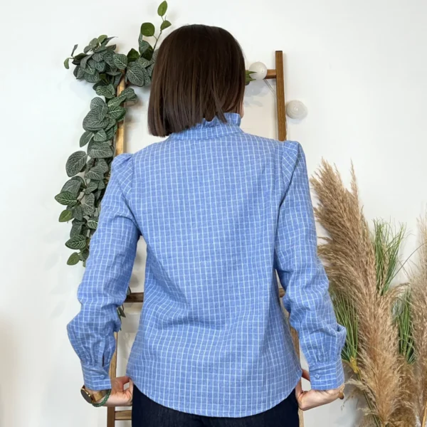 K522- Chemise à carreaux Ycoo (T34-T40) - bleu-indigo - 40