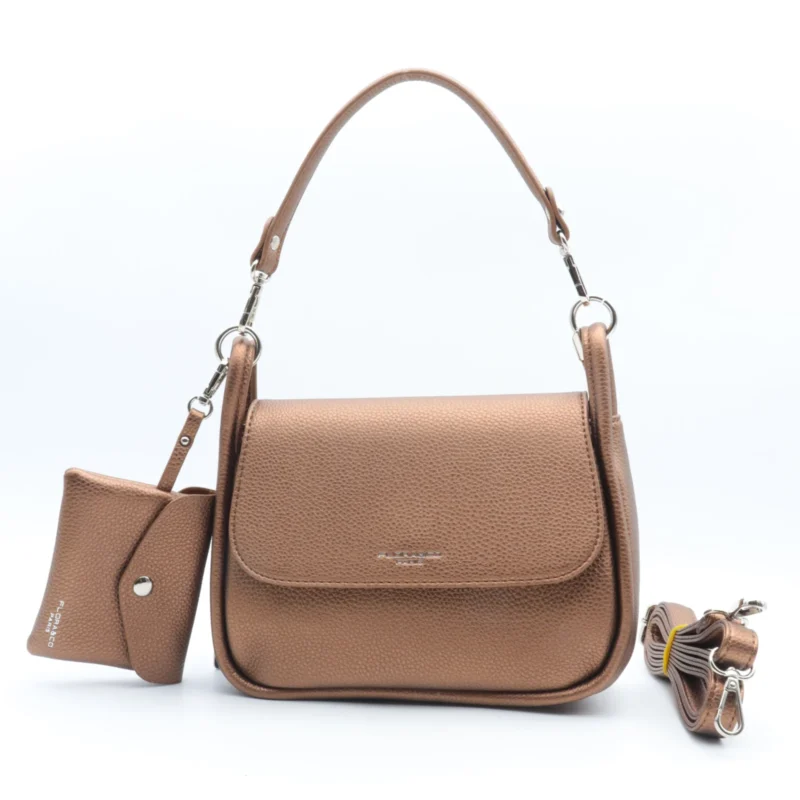P407- Sac Rabat & Pochette - marron-cuivre-metalise - sans-taille