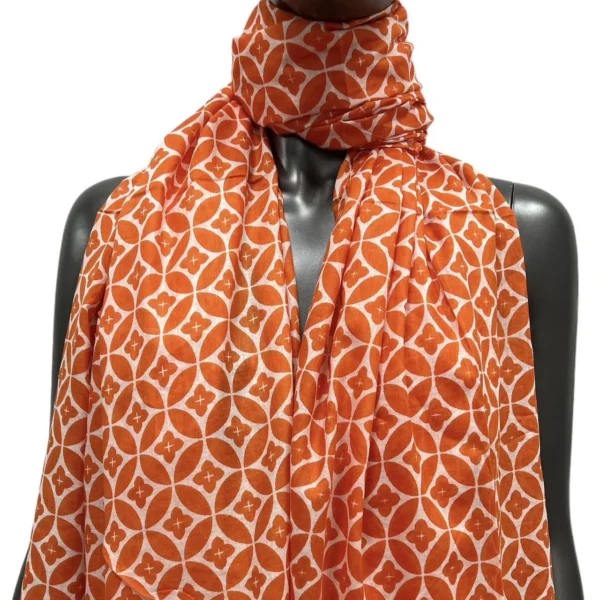 Y513- Foulard imprimé Rosace coton - orange - sans-taille