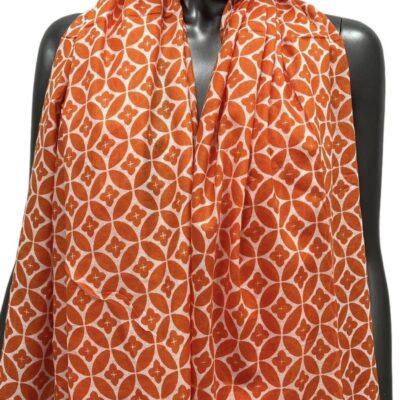 Y513- Foulard imprimé Rosace coton - orange - sans-taille