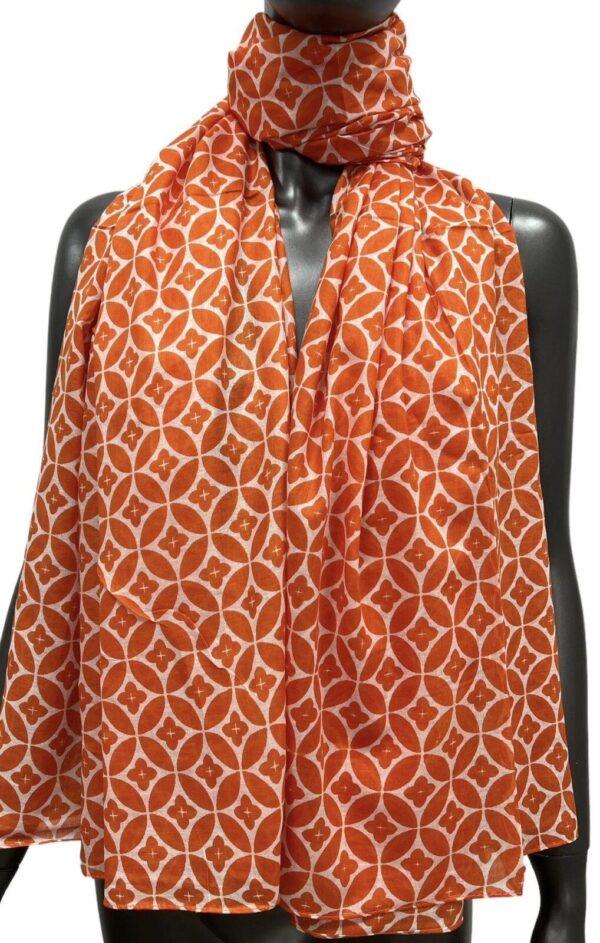 Y513- Foulard imprimé Rosace coton - orange - sans-taille