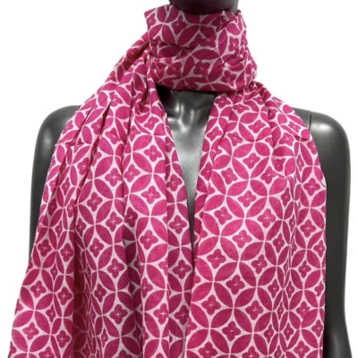 Y513- Foulard imprimé Rosace coton - fuchsia - sans-taille