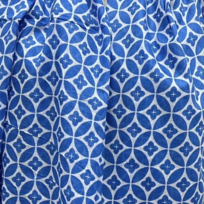 Y513- Foulard imprimé Rosace coton - bleu-indigo - sans-taille