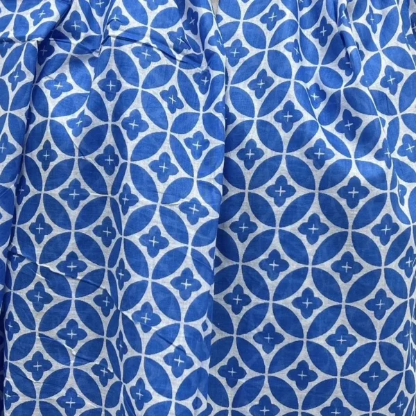 Y513- Foulard imprimé Rosace coton - bleu-indigo - sans-taille