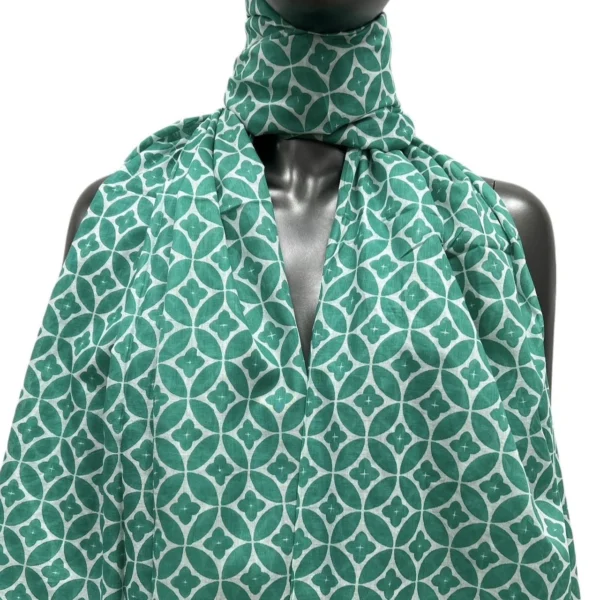 Y513- Foulard imprimé Rosace coton - vert-emeraude - sans-taille