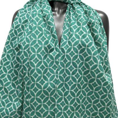 Y513- Foulard imprimé Rosace coton - vert-emeraude - sans-taille