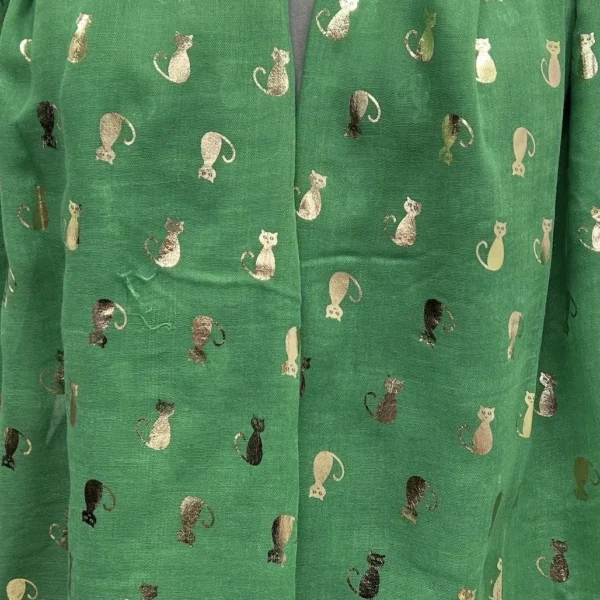 Y515- Foulard "Chats dorés" - vert-bresil - sans-taille