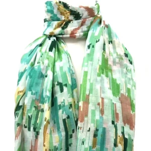 Y519- Foulard Motif Abstrait - vert-anis - sans-taille