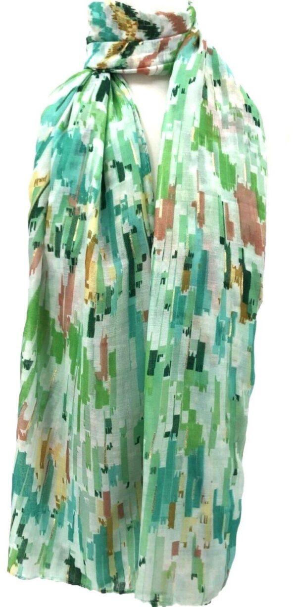 Y519- Foulard Motif Abstrait - vert-anis - sans-taille