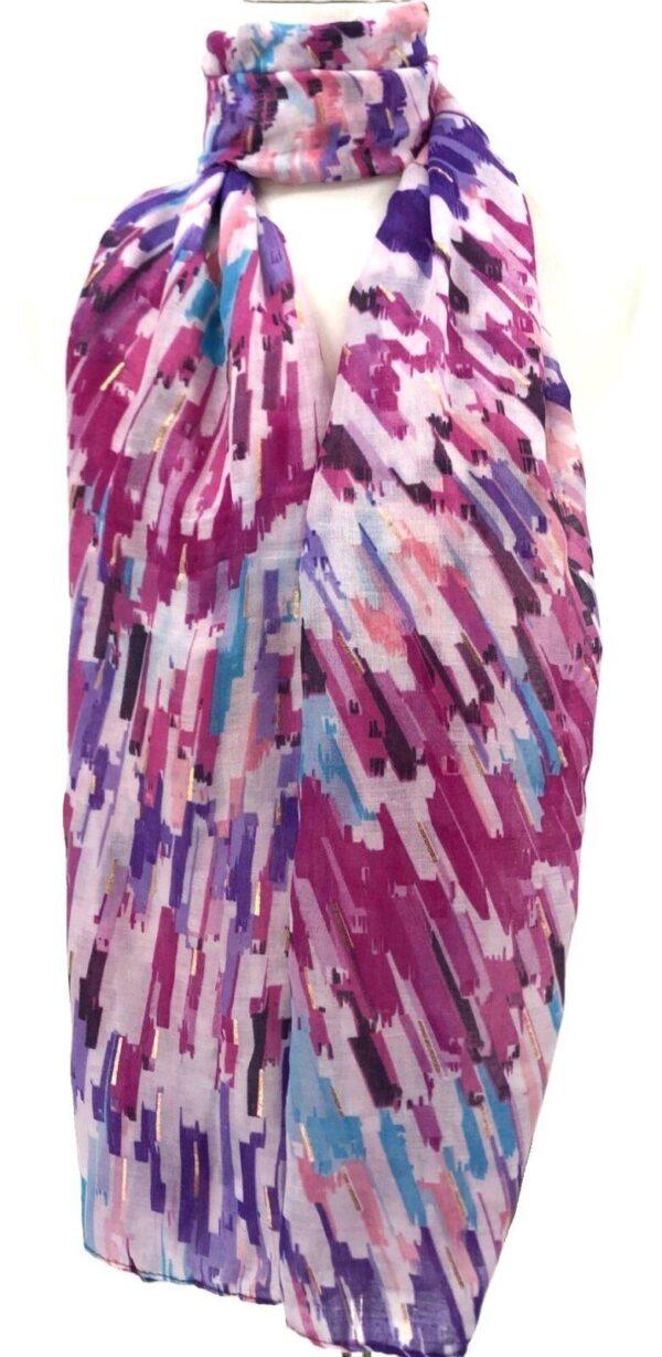 Y519- Foulard Motif Abstrait - violet - sans-taille