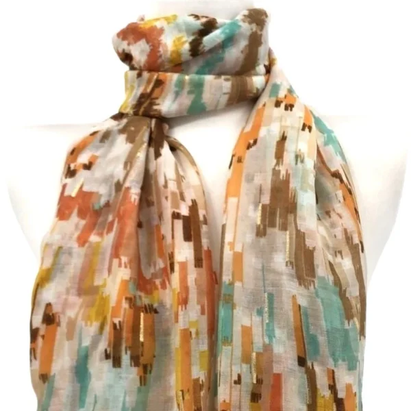 Y519- Foulard Motif Abstrait - orange - sans-taille