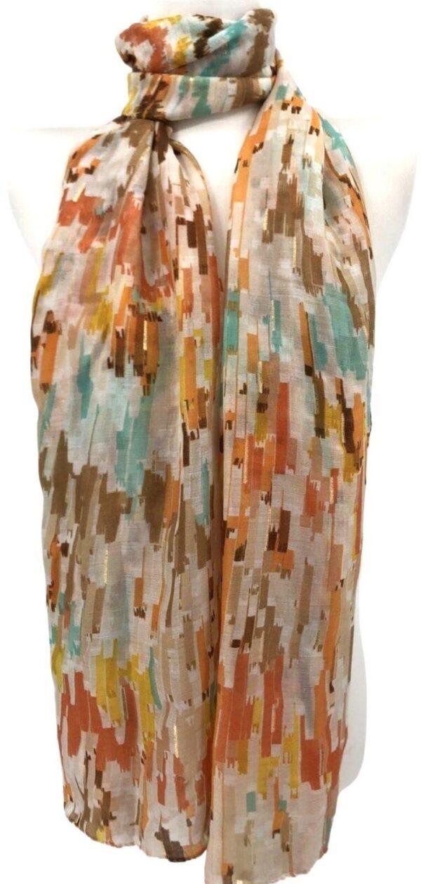 Y519- Foulard Motif Abstrait - orange - sans-taille