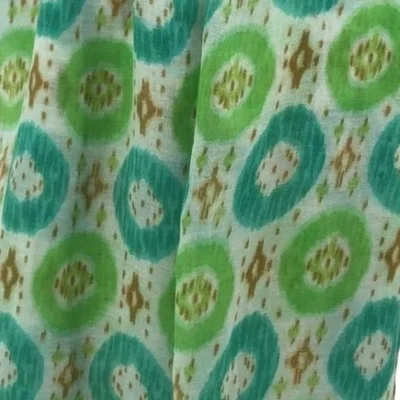Y521- Foulard Ethnique Pompons - vert-anis - sans-taille
