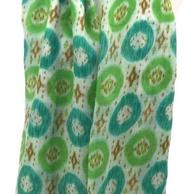 Y521- Foulard Ethnique Pompons - vert-anis - sans-taille