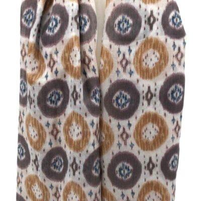 Y521- Foulard Ethnique Pompons - camel - sans-taille