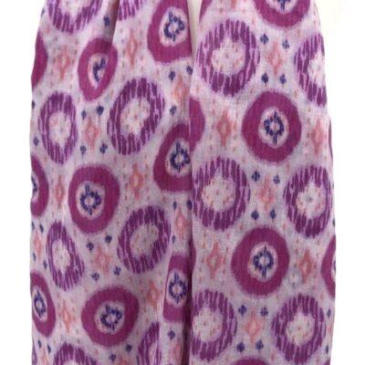 Y521- Foulard Ethnique Pompons - rose-pale - sans-taille