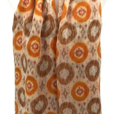 Y521- Foulard Ethnique Pompons - orange - sans-taille