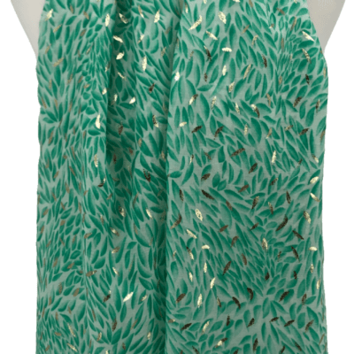 Y523- Foulard Feuilles détails dorés - vert-emeraude - sans-taille