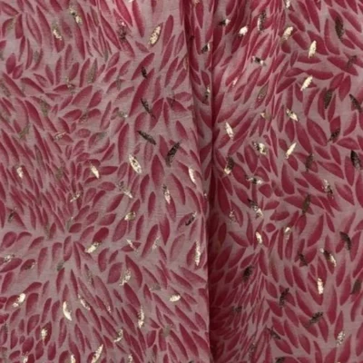 Y523- Foulard Feuilles détails dorés - rose-pale - sans-taille