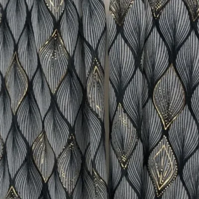 Y525- Foulard Feuilles détails dorés - noir - sans-taille