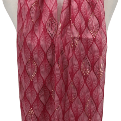 Y525- Foulard Feuilles détails dorés - fuchsia - sans-taille