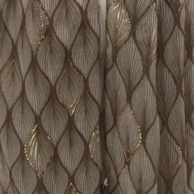 Y525- Foulard Feuilles détails dorés - taupe - sans-taille