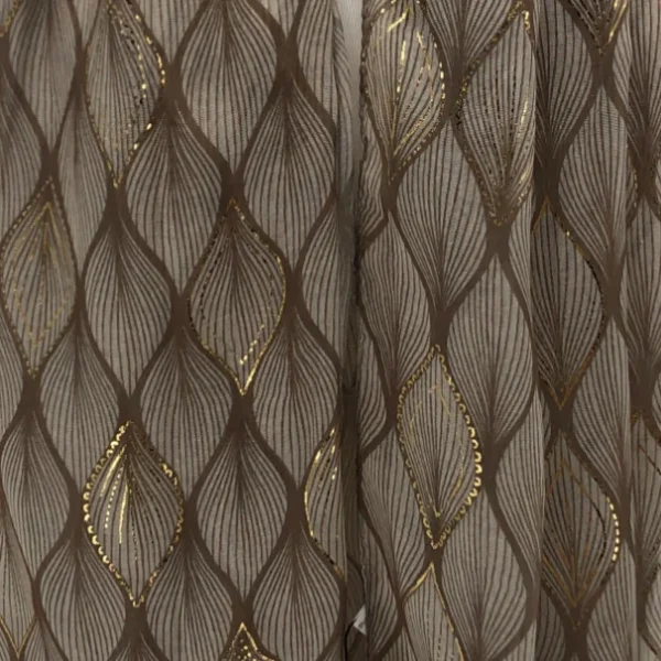 Y525- Foulard Feuilles détails dorés - taupe - sans-taille