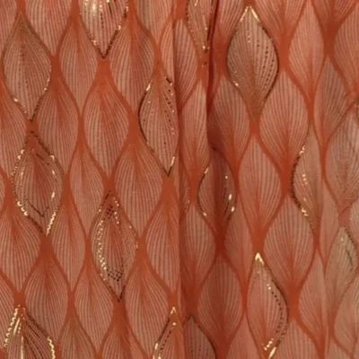 Y525- Foulard Feuilles détails dorés - orange - sans-taille